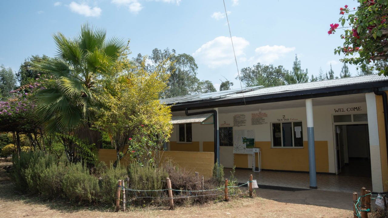 Shebraber Health Centre, with solar panels installed on the roof